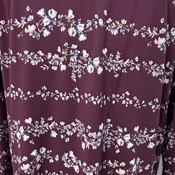 J. Jill Women's 3/4 Sleeve Luxe Supima A-Line Tunic, Deep Wine Floral, size L - Picture 5 of 10
